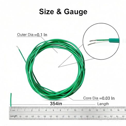 سلك حراري من النوع K AWG 24 عازل PVC مجدول عالي الحرارة (يصل إلى 1370 درجة مئوية/2500 درجة فهرنهايت) - لفة 10 ياردة (9 م) (177 بوصة/4.5 م) in Kuwait