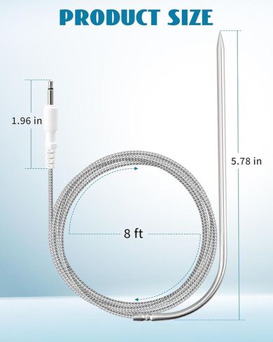 8 Foot Temperature Probe Fit for DynaQ/UltraQ/PartyQ/DigiQ/CyberQ Controls Food Premium Dishwasher Safe Temperature Probe in Saudi Arabia