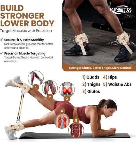 Ankle Resistance Bands with Cuffs, Resistance Bands for Women & Men, Durable Home Gym Accessories for Kickbacks, Hip & Glute Training, and Butt Lift Fitness in Saudi Arabia