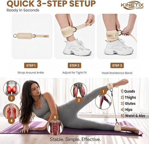 Ankle Resistance Bands with Cuffs, Resistance Bands for Women & Men, Durable Home Gym Accessories for Kickbacks, Hip & Glute Training, and Butt Lift Fitness in Saudi Arabia