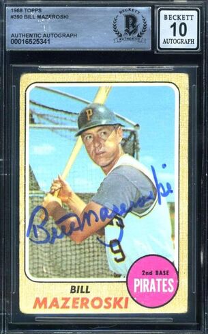 Bill Mazeroski Gem Mint 10 Beckett BAS Signed 1968 Topps Autograph - Baseball Slabbed Autographed Cards in Saudi Arabia