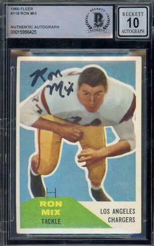 Ron Mix Gem Mint 10 Beckett BAS Signed 1960 Fleer Rookie Autograph - Football Slabbed Autographed Rookie Cards in Saudi Arabia