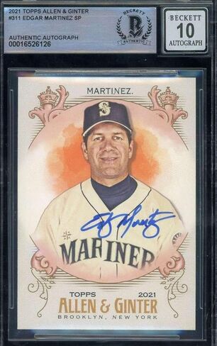 Edgar Martinez Gem Mint 10 Beckett BAS Signed 2021 Topps Allen and Ginter Auto - Baseball Slabbed Autographed Cards in Saudi Arabia