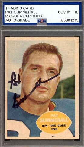 Pat Summerall Gem Mint 10 PSA DNA Signed 1960 Topps Autograph - NFL Autographed Football Cards in Saudi Arabia