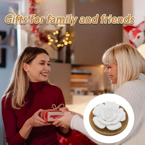 Handmade Flower Rose Ceramic Essential Oil Mini Diffuser, Non-Electric Passive Aromatherapy Diffuser, Decorative Diffusers for Desk/Office/Home Room/Gift (Wooden Pallet) in Saudi Arabia