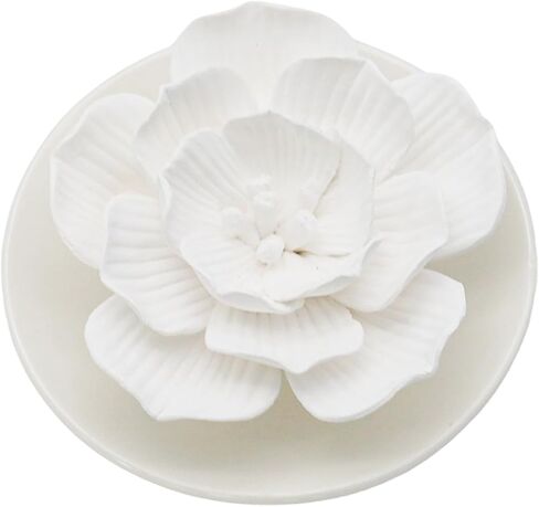 Handmade Flower Rose Ceramic Essential Oil Mini Diffuser, Non-Electric Passive Aromatherapy Diffuser, Decorative Diffusers for Desk/Office/Home Room/Gift (Wooden Pallet) in Saudi Arabia
