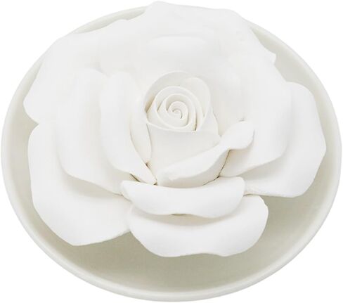 Handmade Flower Rose Ceramic Essential Oil Mini Diffuser, Non-Electric Passive Aromatherapy Diffuser, Decorative Diffusers for Desk/Office/Home Room/Gift (Wooden Pallet) in Saudi Arabia