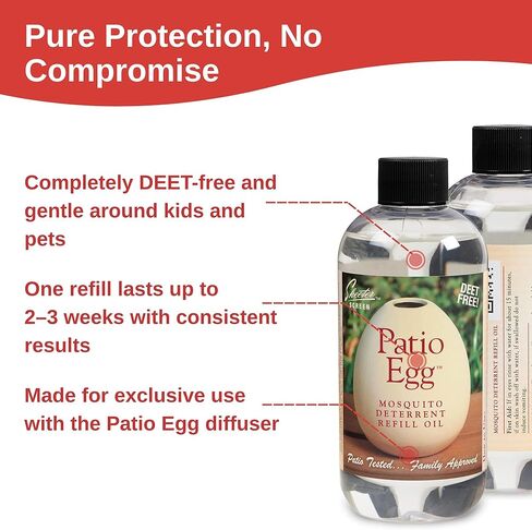 زيت إعادة ملء بيض الفناء من سكيتر سكرين 90602 - 8 أونصة سائلة (3 عبوات) - مزيج من الزيوت العطرية مع جيرانيول وعشب الليمون - للاستخدام مع موزع روائح بيض الفناء - خالي من DEET، طويل الأمد، رائحة طبيعية in Kuwait