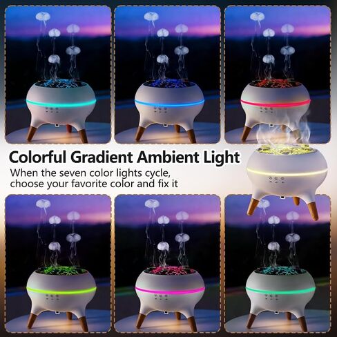 Essential Oil Diffuser Jellyfish 250ML, Humidifier Aroma Diffuser with Remote, Mist Dancing with Music Aromatherapy, Jellyfish Humidifier with 7 Color Lights for Home Bedroom Office Hotel(White) in Saudi Arabia