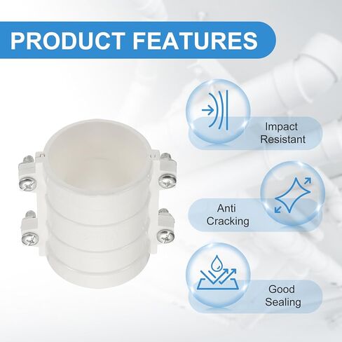 PATIKIL 2 Inch Water Pipe Repair Clamp PVC Leak Sealer for OD 50mm PE/PPR/Pipes and Plumbing (Length 2.7 Inch), White in Saudi Arabia