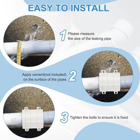 PATIKIL 2 Inch Water Pipe Repair Clamp PVC Leak Sealer for OD 50mm PE/PPR/Pipes and Plumbing (Length 2.7 Inch), White in Saudi Arabia