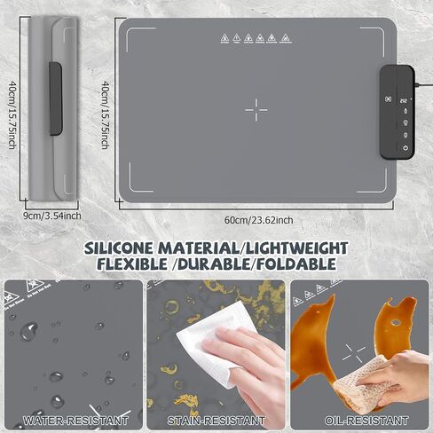 Electric Food Warming Tray with Temperature Control, Baby Food Warmer for Home Daily Use Child Lock, Office Desk Food Warming Plate for Small Family, Waterproof Easy Clean Low Power Food Warmer in Saudi Arabia