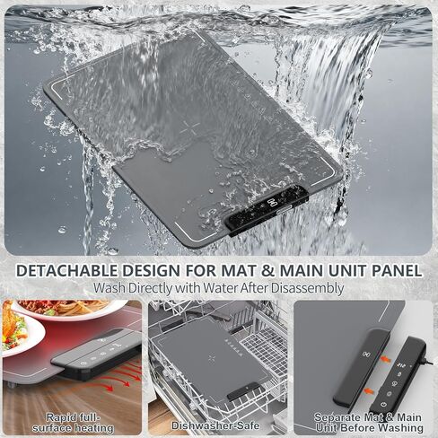 Electric Food Warming Tray with Temperature Control, Baby Food Warmer for Home Daily Use Child Lock, Office Desk Food Warming Plate for Small Family, Waterproof Easy Clean Low Power Food Warmer in Saudi Arabia