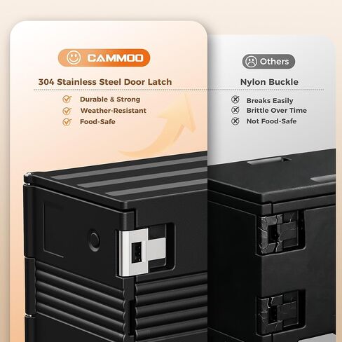 190QT Insulated Food Pan Carrier Commercial Dual-Zone Hot & Cold Food Warmer with 304 Stainless Steel Latch & 270° Door, Heavy Duty Catering Transport Box w/Casters for Restaurant Events Bulk Delivery in Kuwait