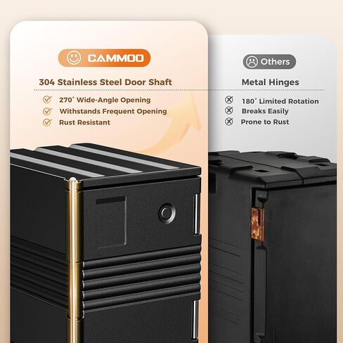 190QT Insulated Food Pan Carrier Commercial Dual-Zone Hot & Cold Food Warmer with 304 Stainless Steel Latch & 270° Door, Heavy Duty Catering Transport Box w/Casters for Restaurant Events Bulk Delivery in Kuwait