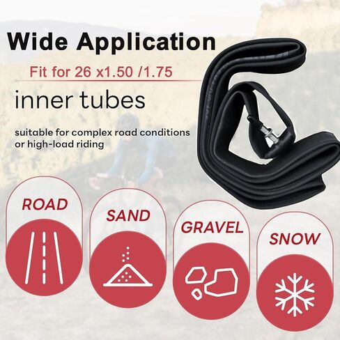 26" Bike Inner Tubes 26x1.5/1.75 Inch Replacement Bicycle Inner Tubes (1 PCS) Reliable 26 x 1.5-1.75 Inner Tubes AV 32MM Schrader Valve for City/Road/Mountain Scenarios Bike Tires in Saudi Arabia