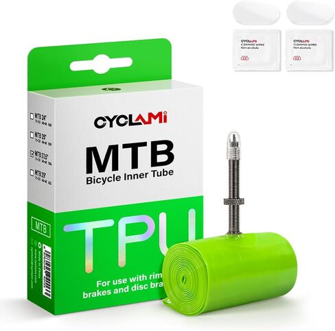 TPU Inner Tubes MTB 29''/27.5''/26'' Inner Tubes Removable Core Compatible with 1.9-2.5 Ultralight 65g Bike Tube with 45mm Metal Presta Valve for Mountain Bike Tubes in Kuwait