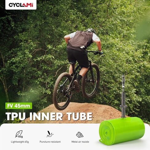 TPU Inner Tubes MTB 29''/27.5''/26'' Inner Tubes Removable Core Compatible with 1.9-2.5 Ultralight 65g Bike Tube with 45mm Metal Presta Valve for Mountain Bike Tubes in Kuwait