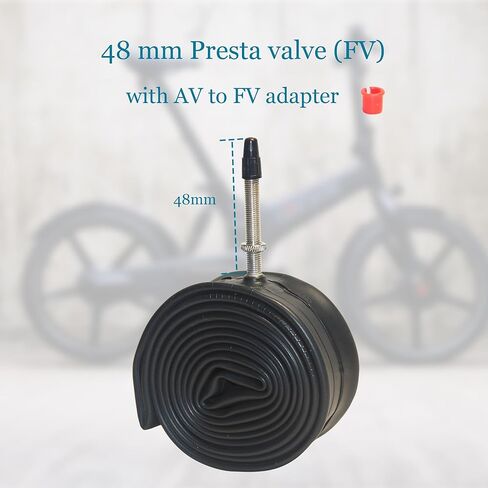 حزمة الأنبوب الداخلي للدراجة مقاس 20x1 3/8 بوصة (37-406) مكونة من قطعتين - صمام FV48mm مع محول AV مجاني - متوافق مع رحلات المدينة ودراجات الركاب والدراجات القابلة للطي ودراجات الأطفال/الأحداث والمزيد in Kuwait