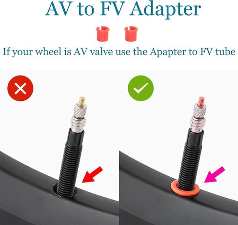 حزمة الأنبوب الداخلي للدراجة مقاس 20x1 3/8 بوصة (37-406) مكونة من قطعتين - صمام FV48mm مع محول AV مجاني - متوافق مع رحلات المدينة ودراجات الركاب والدراجات القابلة للطي ودراجات الأطفال/الأحداث والمزيد in Kuwait