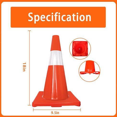 Traffic Safety Cones 18 inch 2 Pack,Orange Cones with Reflective Collar Include Reflective Vest, PVC Construction Cones for Parking Lot, Construction Events, Road Safety in Saudi Arabia