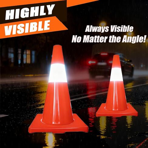 Traffic Safety Cones 18 inch 2 Pack,Orange Cones with Reflective Collar Include Reflective Vest, PVC Construction Cones for Parking Lot, Construction Events, Road Safety in Saudi Arabia