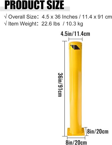 Safety Bollard 4 Pack, 36 Inch Height Yellow Steel Bollard Post, 4.5 Inch Diameter Pipe Safety Post, Durable Steel Safety Bollard Fits for Traffic Sensitive Areas in Kuwait