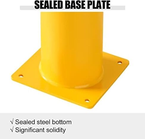Safety Bollard 4 Pack, 36 Inch Height Yellow Steel Bollard Post, 4.5 Inch Diameter Pipe Safety Post, Durable Steel Safety Bollard Fits for Traffic Sensitive Areas in Kuwait