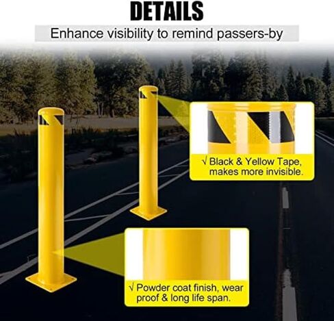 Safety Bollard 4 Pack, 36 Inch Height Yellow Steel Bollard Post, 4.5 Inch Diameter Pipe Safety Post, Durable Steel Safety Bollard Fits for Traffic Sensitive Areas in Kuwait
