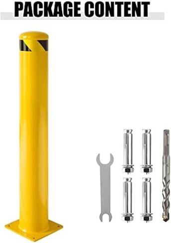 Safety Bollard 4 Pack, 36 Inch Height Yellow Steel Bollard Post, 4.5 Inch Diameter Pipe Safety Post, Durable Steel Safety Bollard Fits for Traffic Sensitive Areas in Kuwait