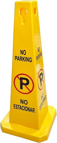 Pack of 2 Four-Sided Traffic Cone No Parking Sign, High Visibility Yellow, 26 inches Heigh, No Parking Cones in Kuwait