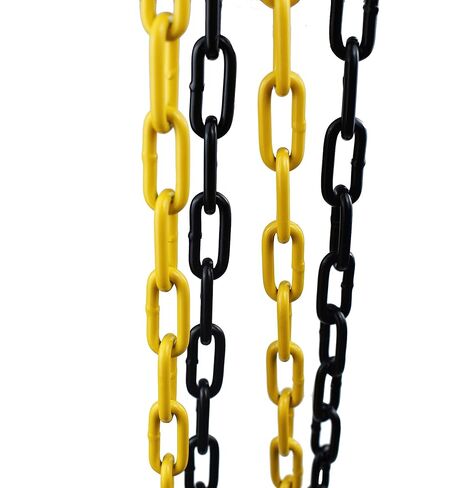 Barrier Chain Black/Yellow Chain 10 m - Warning Chain 4 mm with 2 Connecting Buckles - Construction Site Safety Chain Parking Barrier Made of Metal (10 Metres) in Kuwait