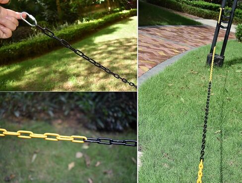 Barrier Chain Black/Yellow Chain 10 m - Warning Chain 4 mm with 2 Connecting Buckles - Construction Site Safety Chain Parking Barrier Made of Metal (10 Metres) in Kuwait