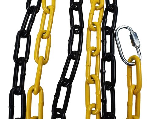 Barrier Chain Black/Yellow Chain 10 m - Warning Chain 4 mm with 2 Connecting Buckles - Construction Site Safety Chain Parking Barrier Made of Metal (10 Metres) in Kuwait