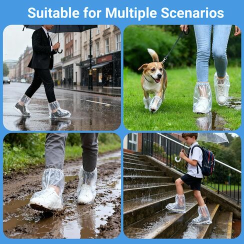 10 Pairs Shoe Covers Waterproof Rain Boot Covers for Women & Men, Plastic Disposable Shoe Protectors with Non-Slip Soles, Slip-On Outdoor Overshoes for Wet Weather, Commuting, Dog Walking (Clear) in Kuwait