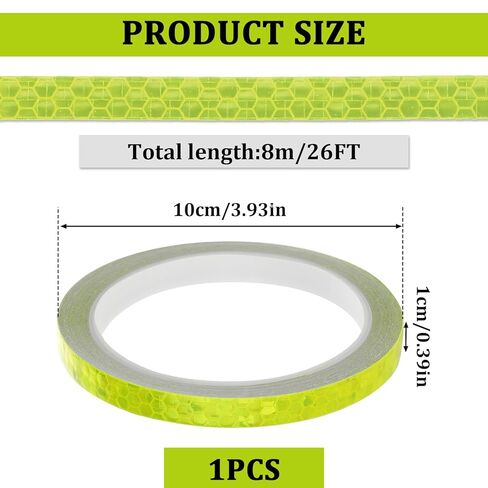 Neon Reflective Tape 0.4In x 26 Feet Tape High Visibility Safety Warning Glow in The Dark Tapes Outdoor Waterproof Strong Adhesive Yellow Fluorescent Reflective Tapes for Bikes Bicycles Trailers in Saudi Arabia