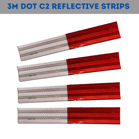 2" x 12" Reflective Strips 3M Diamond Grade Reflective Safety Tape, Red/White Conspicuity Markings w/DOT-C2 for Semi Trucks, Trailers, and Vehicles -25pk in Kuwait