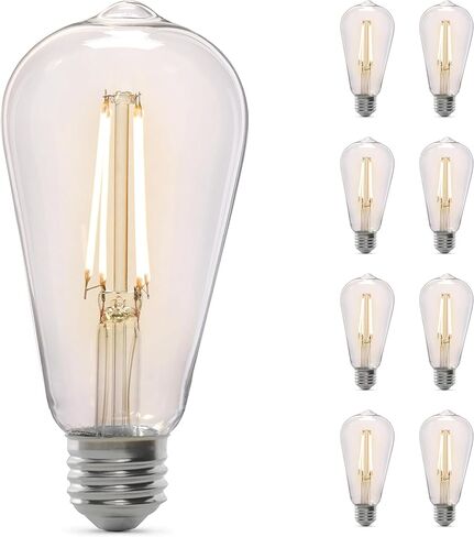 Feit Electric Vintage Exposed Filament Clear Glass LED ST19 with a Medium E26 Base Light Bulb - 60W Equivalent - 10 Year Life - 400 Lumen - 2100K Soft White - Dimmable | Original Vintage in Saudi Arabia