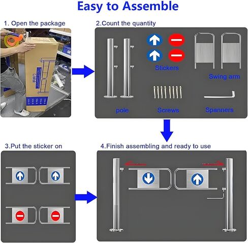 بوابة التأرجح التلقائية ذات المدخل الواسع من الفولاذ المقاوم للصدأ، باب يدوي، بوابة أمان أوتوماتيكية صناعية - حاجز تأرجح محمّل بنابض للخدمة الشاقة، بوابة ممر معدنية بزاوية 90 درجة لمحلات السوبر ماركت والحقائق in Kuwait