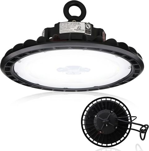 RuggedGrade Corvus II HO Series 300W LED High Bay UFO Light - 43,500 Lumens - Full Tunable Color Selectable 3000K/4000K/5000K - 3.3ft Cord - Commercial Lighting - DLC 5.1 Premium in Saudi Arabia