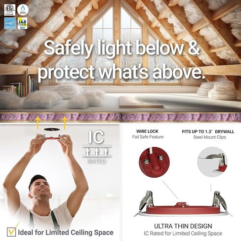 NUWATT 12 حزمة إضاءة LED مجوفة مقاس 3 بوصات مقاومة للحريق، مصابيح ويفر LED قابلة للتعتيم 3 بوصات، 5CCT 2700K/3000K/3500K/4000K/5000K، 8 وات، 550LM، لا حاجة إلى مخروط، CRI90 إضاءة مجوفة بدون غطاء رطبة وIC، ETL in Kuwait