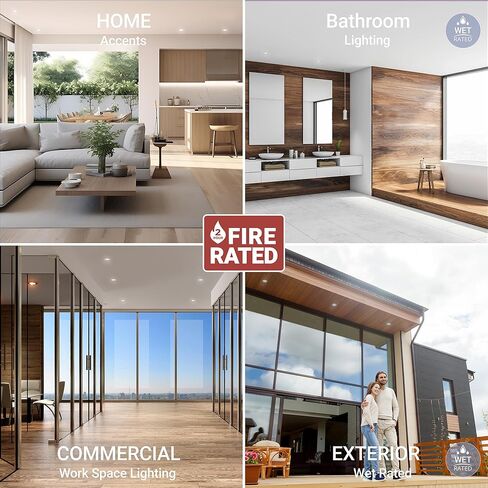 NUWATT 12 حزمة إضاءة LED مجوفة مقاس 3 بوصات مقاومة للحريق، مصابيح ويفر LED قابلة للتعتيم 3 بوصات، 5CCT 2700K/3000K/3500K/4000K/5000K، 8 وات، 550LM، لا حاجة إلى مخروط، CRI90 إضاءة مجوفة بدون غطاء رطبة وIC، ETL in Kuwait