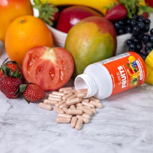 Fruits and Veggies Supplement - Nature Fruits and Vegetables Supplements - Vegan, Non GMO, Soy Free, Superfood Vitamins & Minerals Nutritional Balance - (Total 180 Capsules - Pack of 2) Made in USA in Kuwait