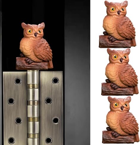 Cute Mini Creative Forest Animals, Gray Owls Hinge Heads Decorative Topper Set 3PCS, Home Decoration,Magnetic Hinge Head Toppers Door Hinge in Saudi Arabia