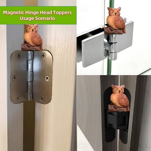 Cute Mini Creative Forest Animals, Gray Owls Hinge Heads Decorative Topper Set 3PCS, Home Decoration,Magnetic Hinge Head Toppers Door Hinge in Saudi Arabia