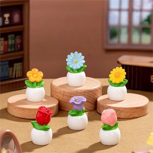 Cute Mini Creative Small Flower Potted Plant, Small Yellow Flower Hinge Heads Decorative Topper Set 6PCS, Home Decoration,Magnetic Hinge Head Toppers Door Hinge in Saudi Arabia