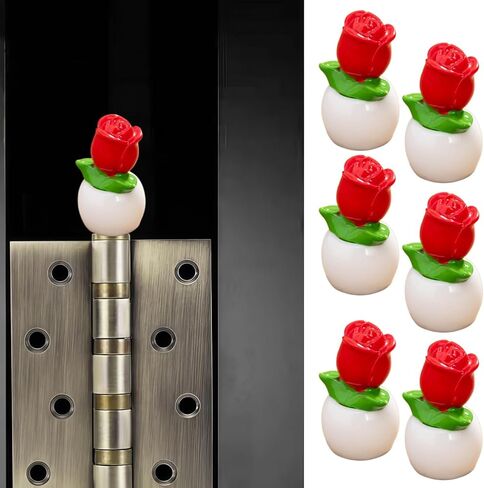 Cute Mini Creative Small Flower Potted Plant, Small Rose Hinge Heads Decorative Topper Set 6PCS, Home Decoration,Magnetic Hinge Head Toppers Door Hinge in Saudi Arabia