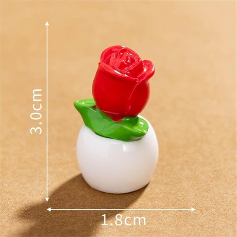 Cute Mini Creative Small Flower Potted Plant, Small Rose Hinge Heads Decorative Topper Set 6PCS, Home Decoration,Magnetic Hinge Head Toppers Door Hinge in Saudi Arabia