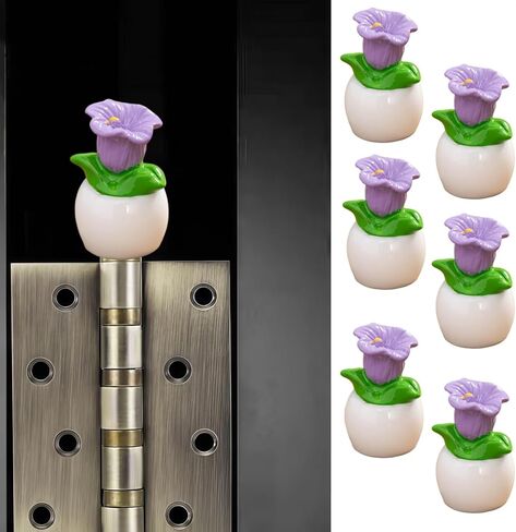Cute Mini Creative Small Flower Potted Plant, Morning Glory Flower Hinge Heads Decorative Topper Set 6PCS, Home Decoration,Magnetic Hinge Head Toppers Door Hinge in Saudi Arabia
