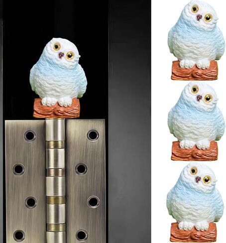 Cute Mini Creative Forest Animals, White Owls Hinge Heads Decorative Topper Set 3PCS, Home Decoration,Magnetic Hinge Head Toppers Door Hinge in Saudi Arabia
